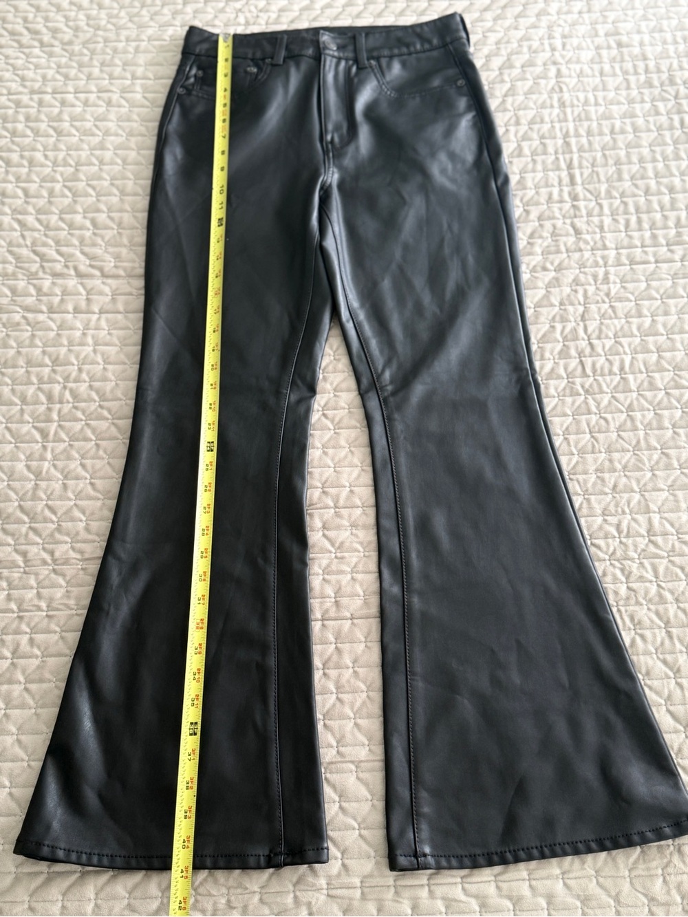American Eagle AE Stretch Super High Waist Flare Vegan Leather Pants 8 - Picture 7 of 9